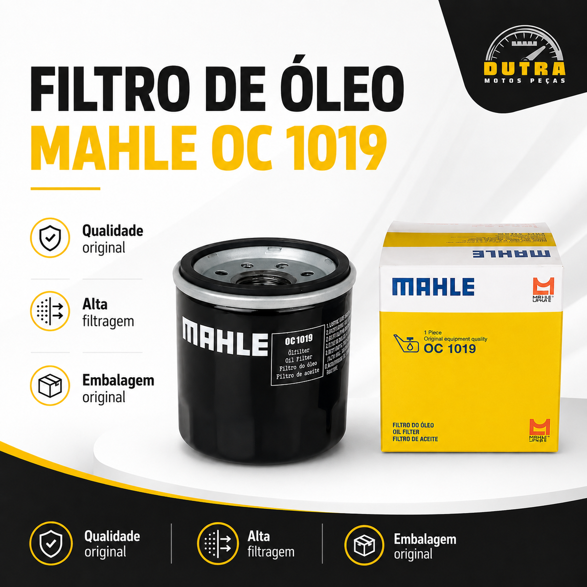 Filtro de Óleo Mahle OC1019 Honda CBR500R CBR 500R 2013 a 2025 471cc Motor Reposição