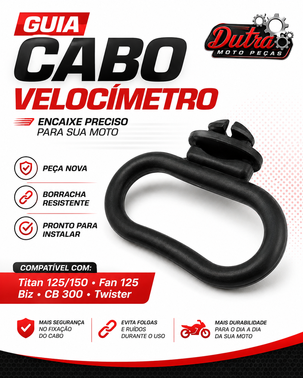 Guia Cabo Velocímetro Borracha Fan 150 Fan 125 14/17 Cargo 14//16 Biz 125 11/15 110 16/20 Cb 300 Tuw