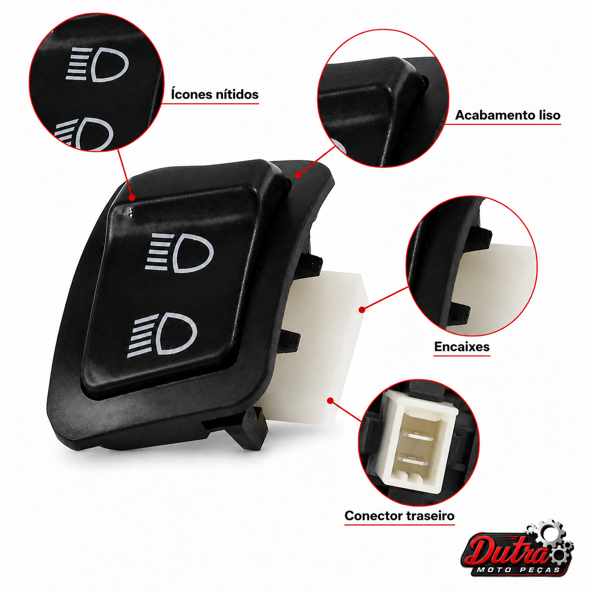 Botão Interruptor Farol Alto Baixo Honda Biz 125 2018 a 2023 Luz Alta Baixa