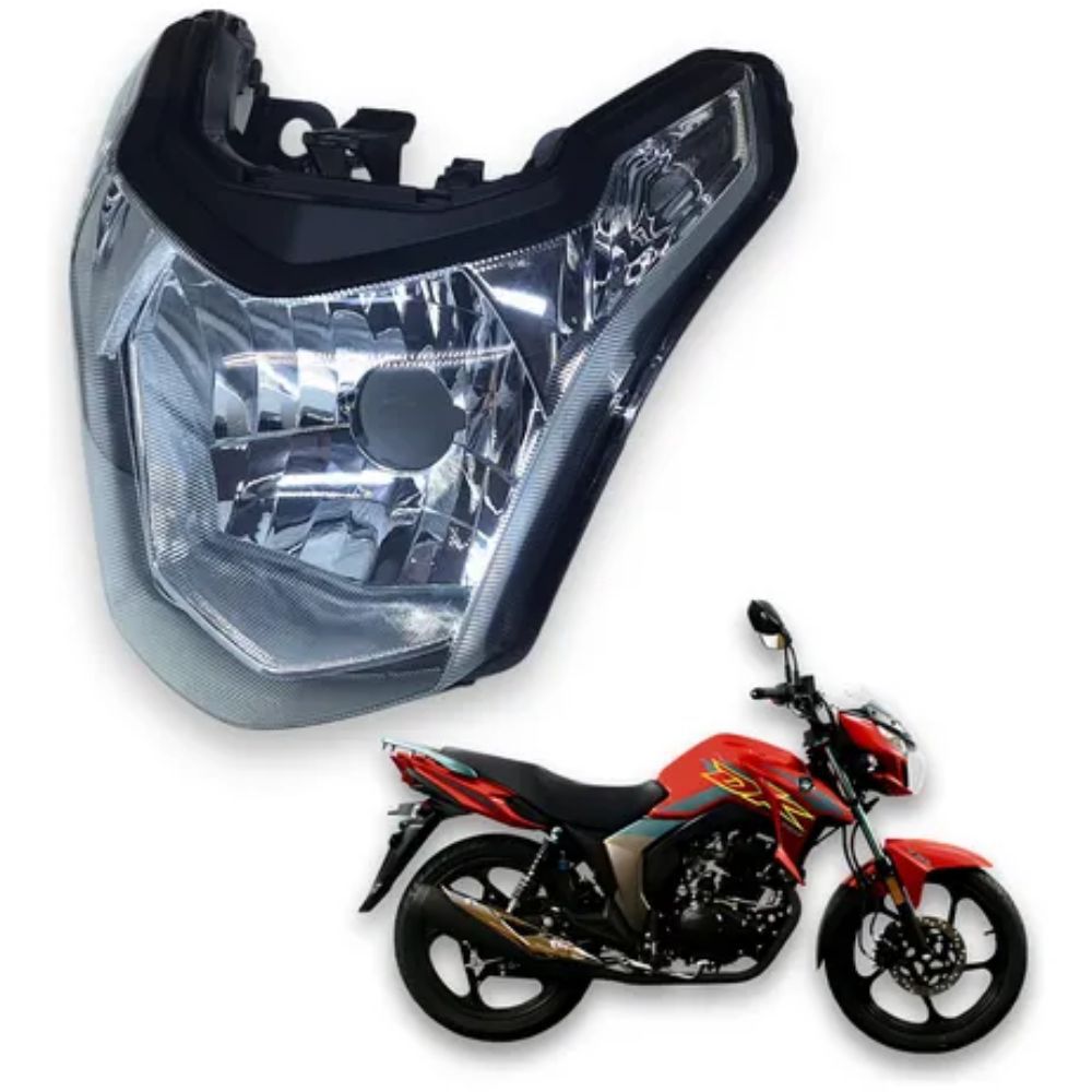 Frente Farol Haojue Dk 150 Completo Cores Vermelho Preto Azul Com Bolha