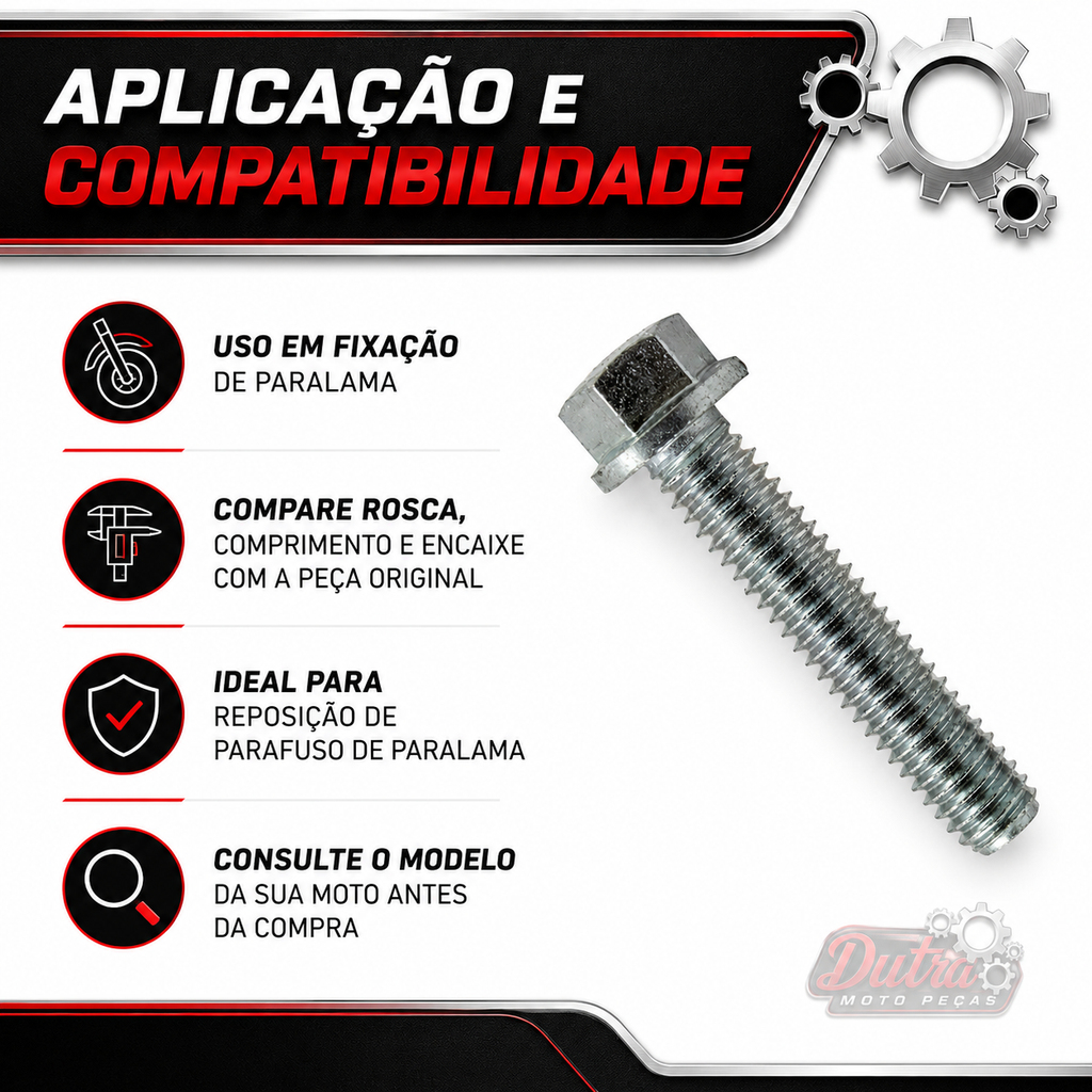 Parafuso Flange Paralama Dianteiro Honda CG Titan Fan Start 125 150 160 6x25 Chave 8mm
