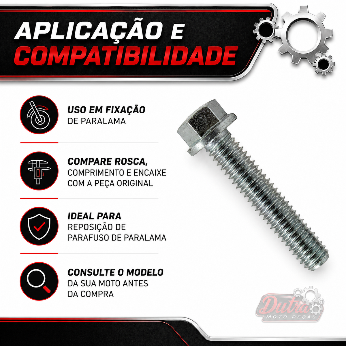 Parafuso Flange Paralama Dianteiro Honda CG Titan Fan Start 125 150 160 6x25 Chave 8mm