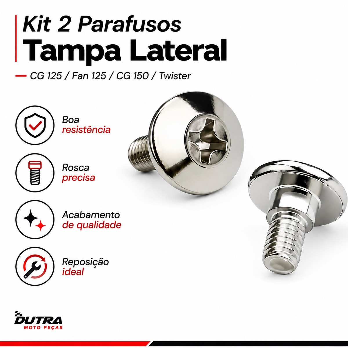 Kit 2 Parafusos Tampa Lateral Honda CG 125 Titan Fan 125 CG 150 Titan Twister
