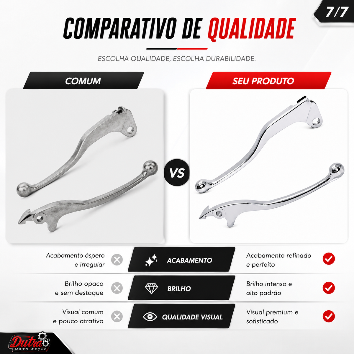 Par de Manetes Cromado/Polido Yamaha Fazer 250 Lander Tenere Factor 150 YBR Crosser Feio e Embreagem