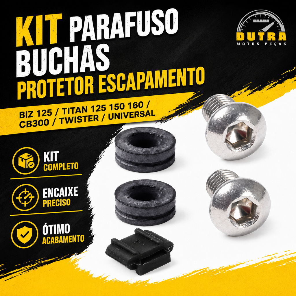 Kit Parafuso Bucha Borracha Protetor Escapamento Honda Biz 125 CG Titan 125 150 160 CB300 Twister