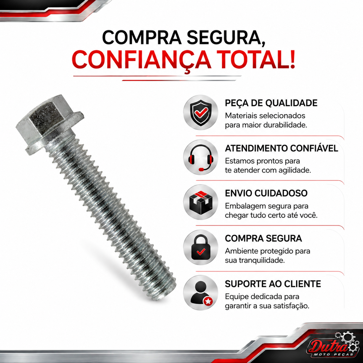 Parafuso Flange Paralama Dianteiro Honda CG Titan Fan Start 125 150 160 6x25 Chave 8mm