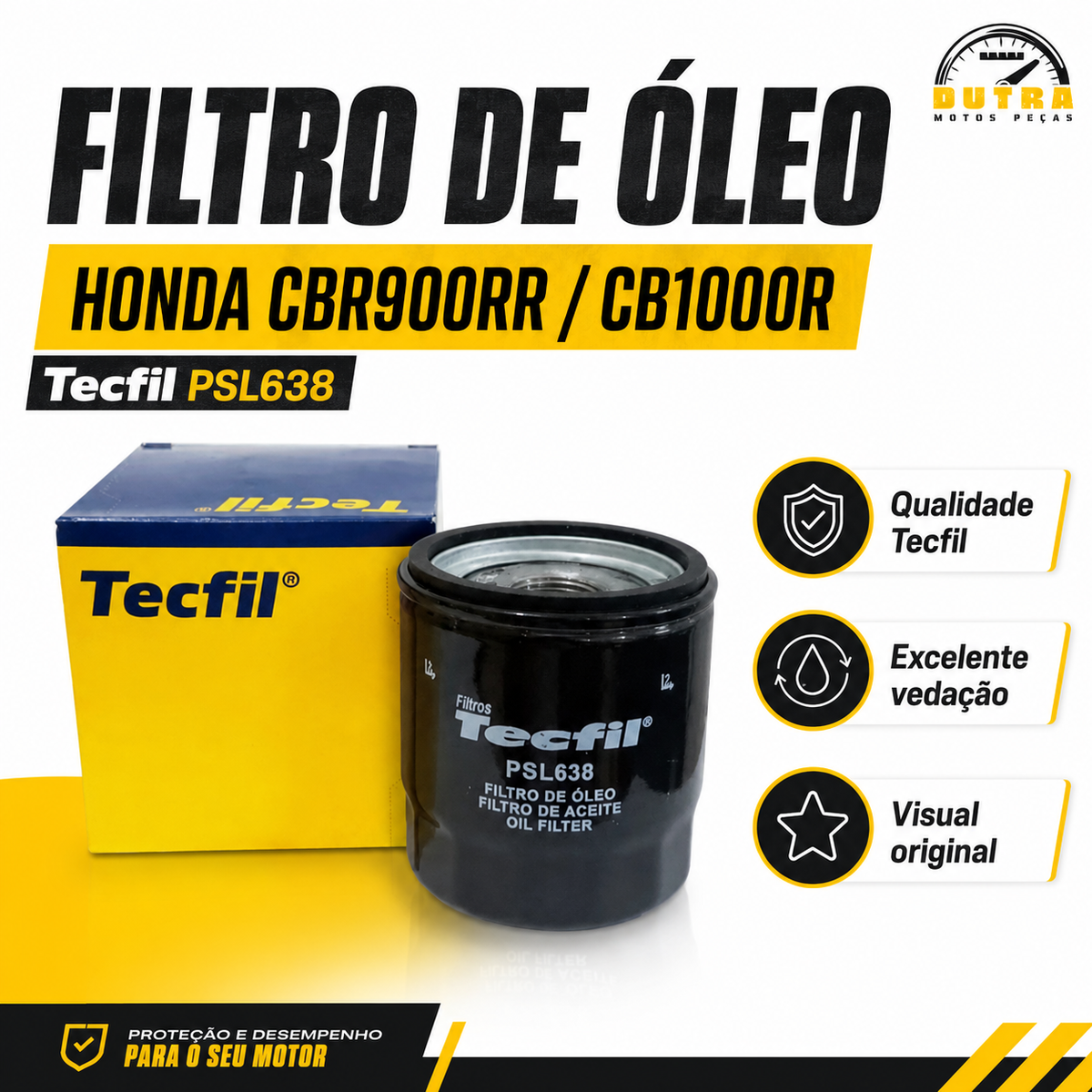 Filtro de Óleo Mahle OC1019 Moto Kawasaki Ninja 300 400 Z400 Z650 ER6N Versys Yamaha MT07