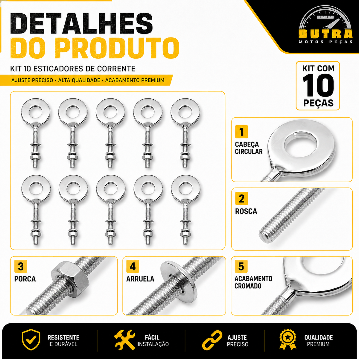 Kit 10 Esticadores de Corrente Honda CG 150 160 Titan Fan Start Atacado Oficina