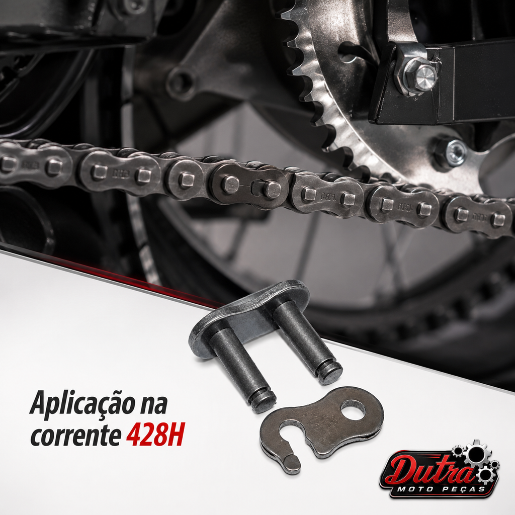 Emenda Corrente 428H Sem Retentor Honda CG Titan YBR Dafra Speed Yes 125 Trava Clip