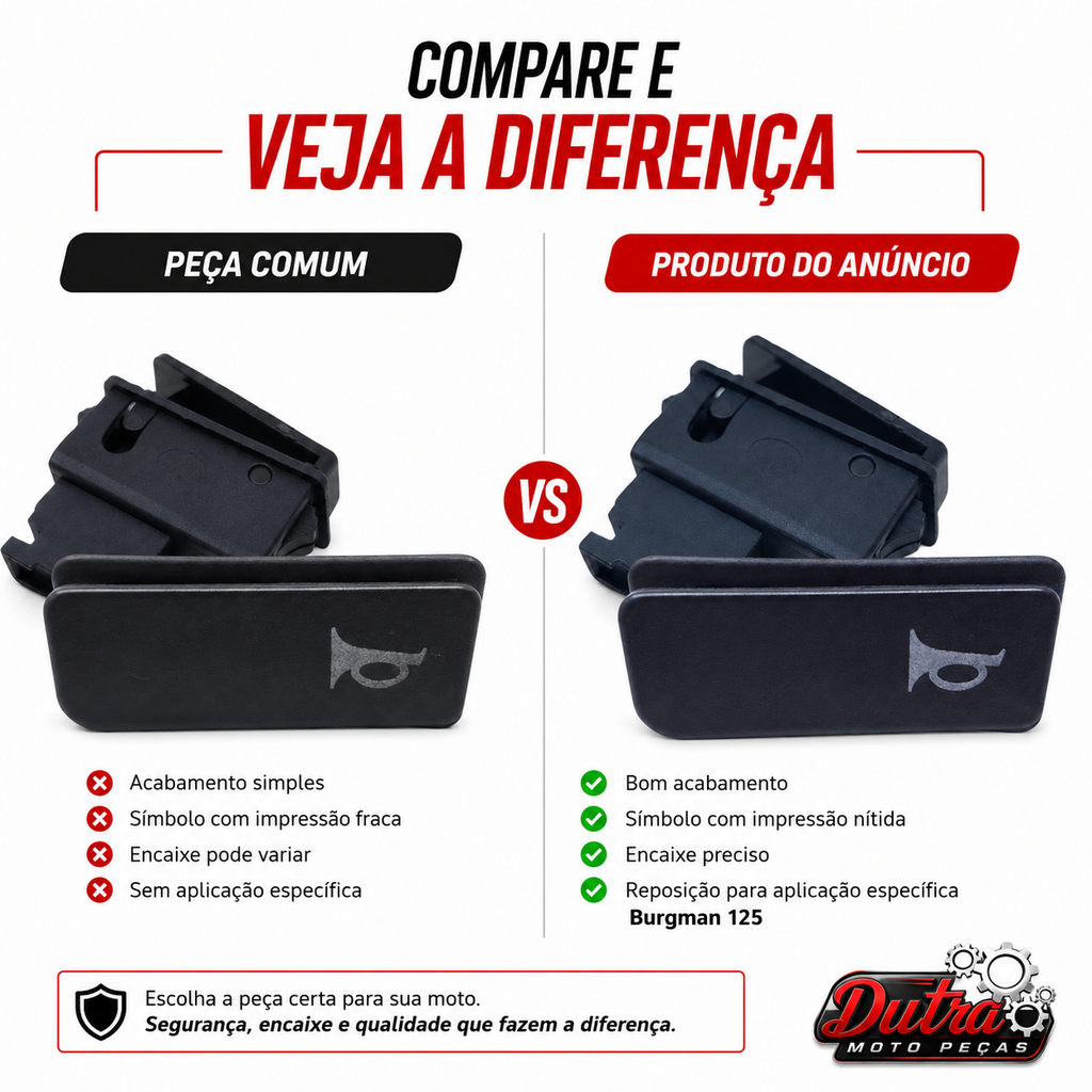 Botão Interruptor Buzina Suzuki Burgman 125 125i Comando Buzina Reposição