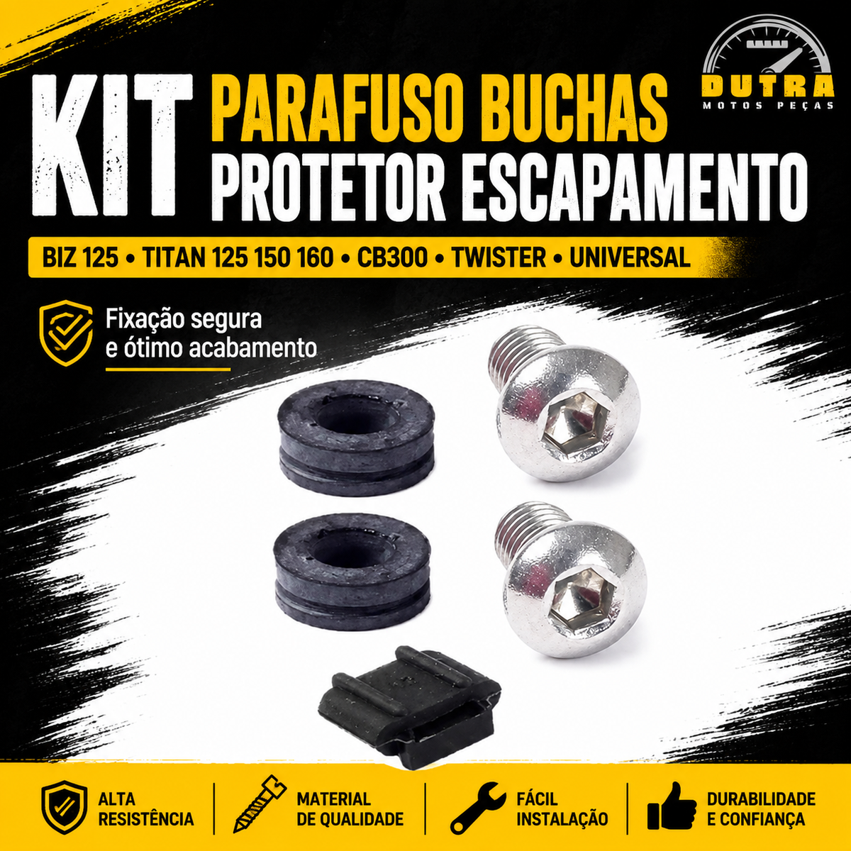 Kit Parafuso Bucha Borracha Protetor Escapamento Honda Biz 125 CG Titan 125 150 160 CB300 Twister