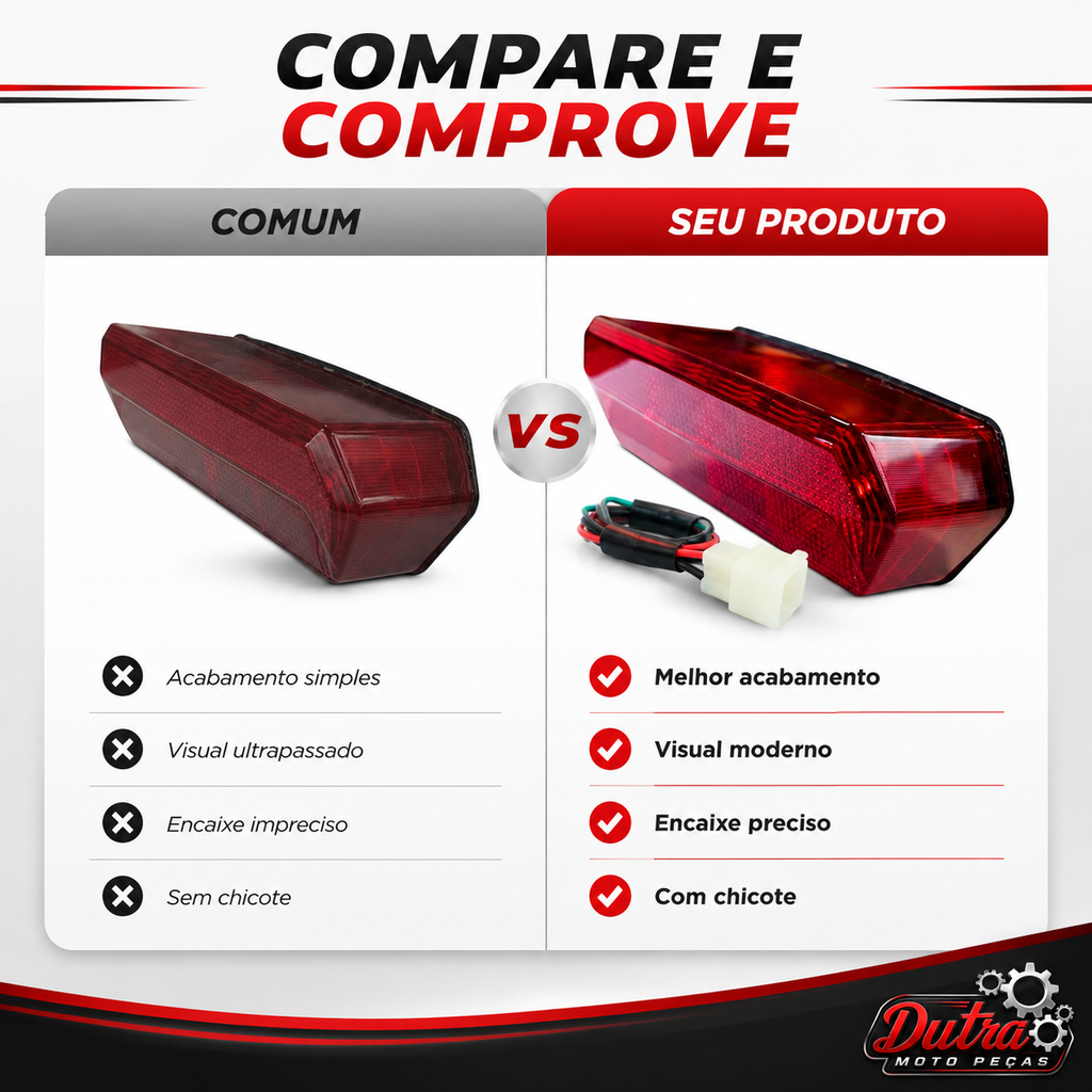 Lanterna Traseira LED Com Chicote Honda CG 160 Titan Fan 2025 Luz Freio