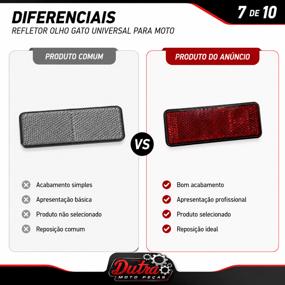 Refletor Olho De Gato Universal Para Moto Refletivo Traseiro