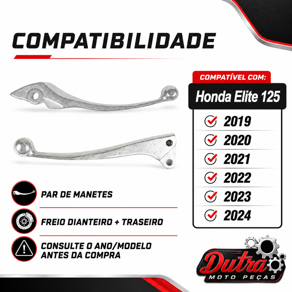Manete Freio Honda Elite 125 Dianteiro Traseiro Direito Esquerdo 2019 a 2024