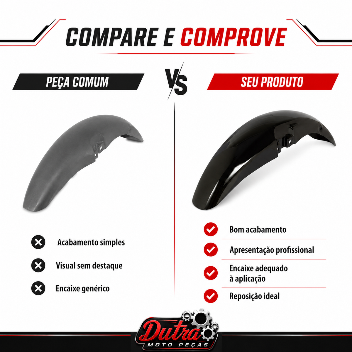Paralama Dianteiro Honda CG Titan 125 Fan 125 2005 a 2013 Preto