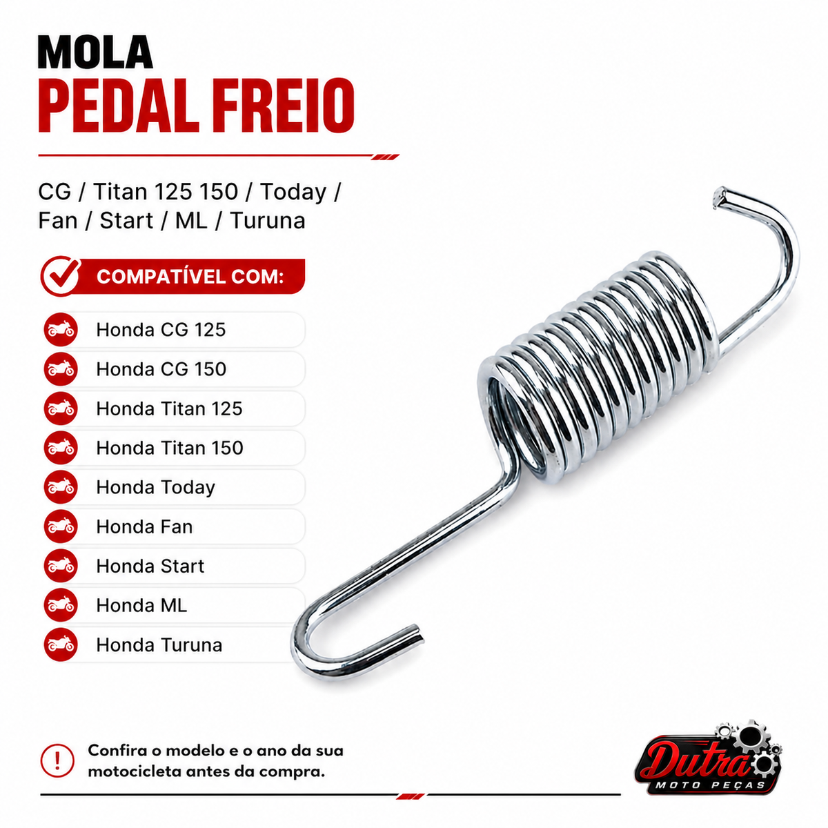 Mola Pedal Freio Honda CG 125 150 Titan Fan Start Today ML Turuna 1 Unidade