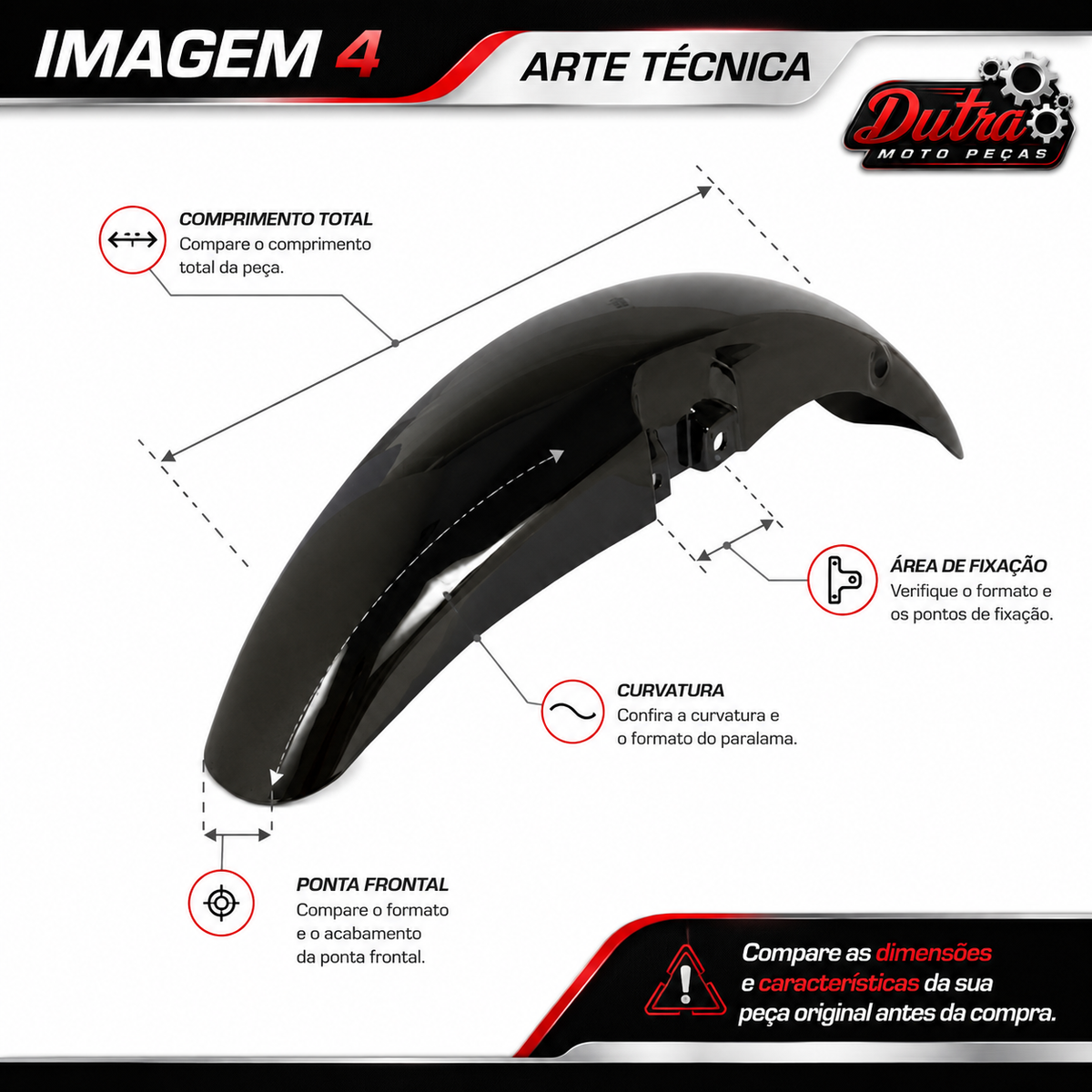 Paralama Dianteiro Honda CG Titan 125 Fan 125 2005 a 2013 Preto