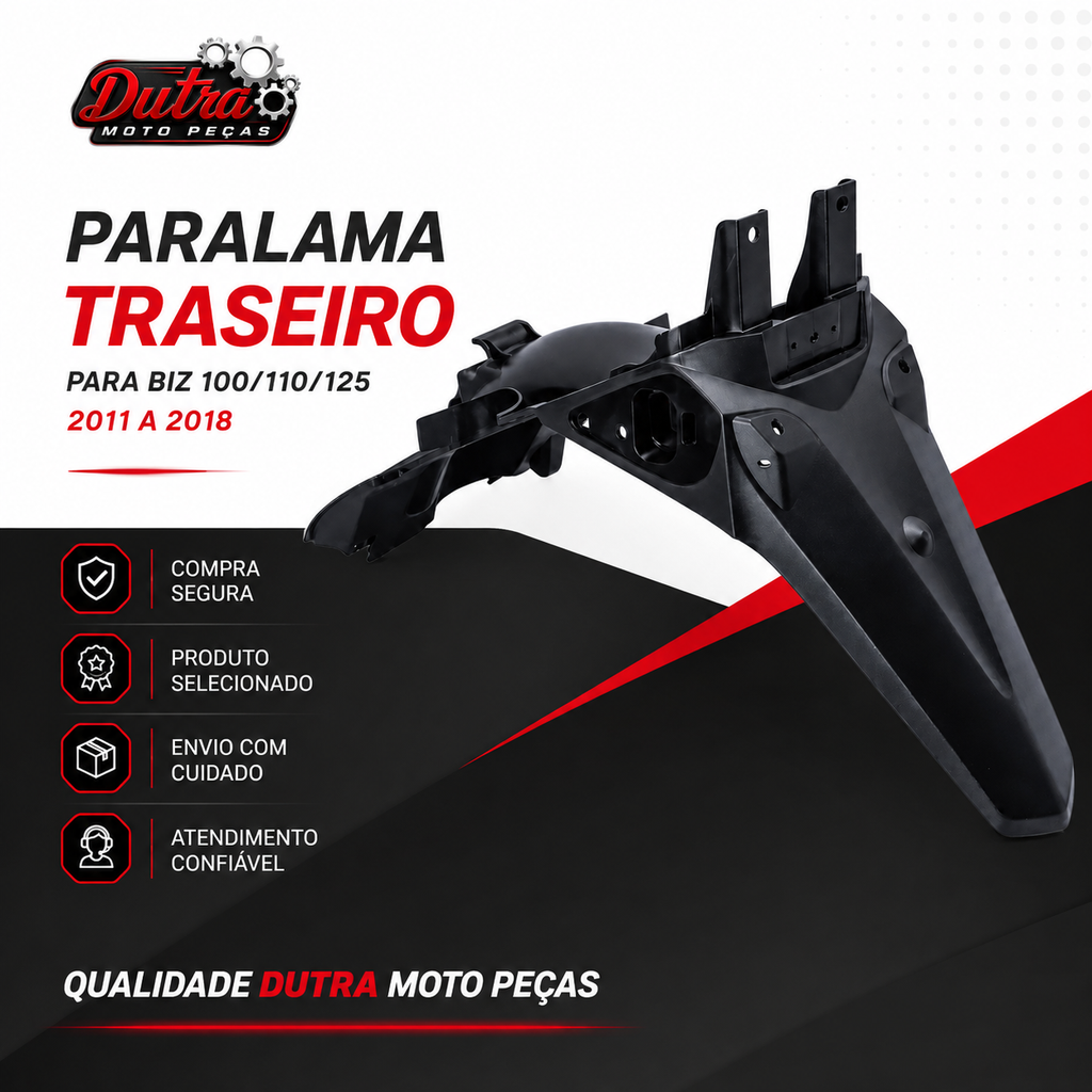 Paralama Traseiro Honda Biz 100 110i 125 2011 a 2018 Carenagem Reposição
