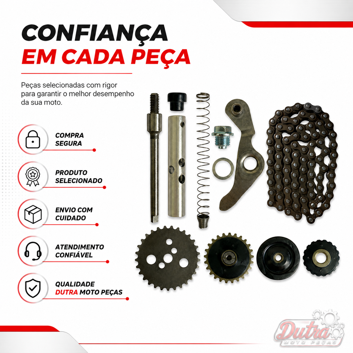 Kit Tensor Corrente Comando Completo Honda Biz 100 Pop 100 Coroa Engrenagens