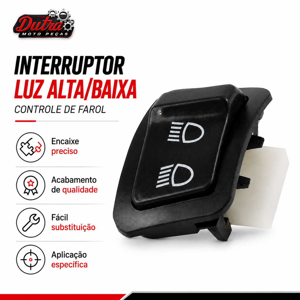 Botão Interruptor Farol Alto Baixo Honda Biz 125 2018 a 2023 Luz Alta Baixa