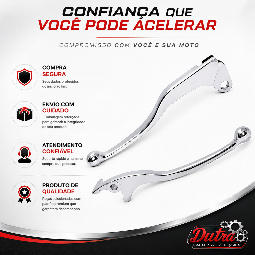 Par de Manetes Cromado/Polido Yamaha Fazer 250 Lander Tenere Factor 150 YBR Crosser Feio e Embreagem