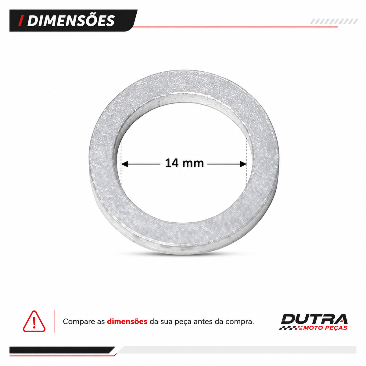 Arruela Alumínio Bujão Óleo 14mm Vedação Cárter Moto Honda Yamaha Suzuki Kawasaki Unidade