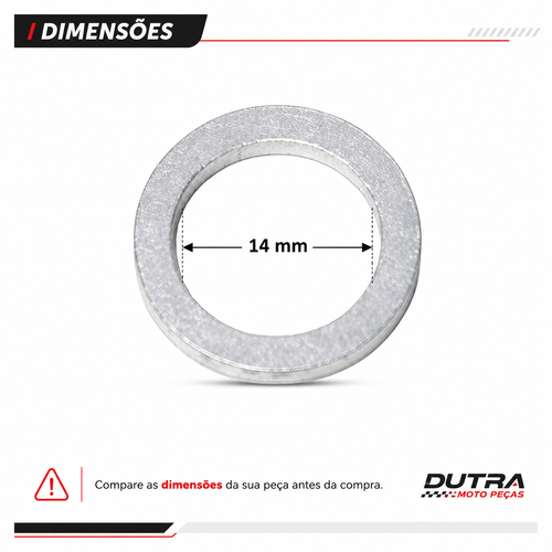 Arruela Alumínio Bujão Óleo 14mm Vedação Cárter Moto Honda Yamaha Suzuki Kawasaki Unidade