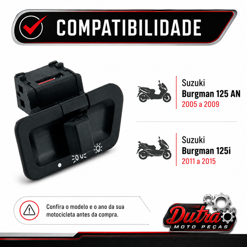 Botão Interruptor Farol Alto Baixo Suzuki Burgman 125 125i Reposição