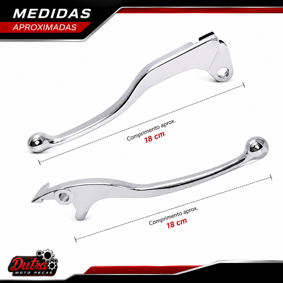 Par de Manetes Cromado/Polido Yamaha Fazer 250 Lander Tenere Factor 150 YBR Crosser Feio e Embreagem