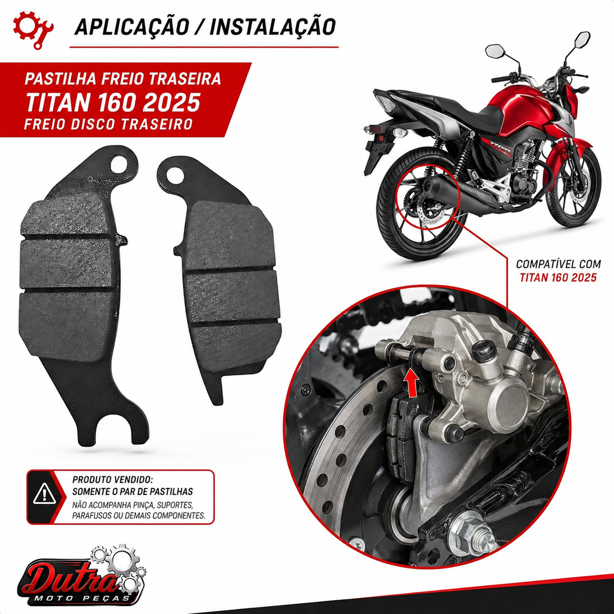 Pastilha Freio Traseira Titan 160 2025 Freio Disco Traseiro