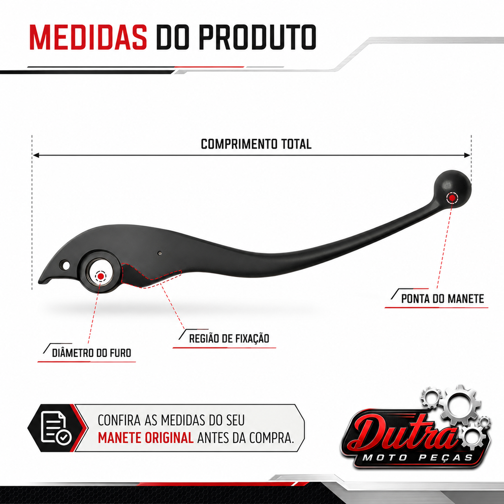 Manete Freio Honda CG 160 Titan Fan Start Cargo 2025 2026 Freio Disco Preto