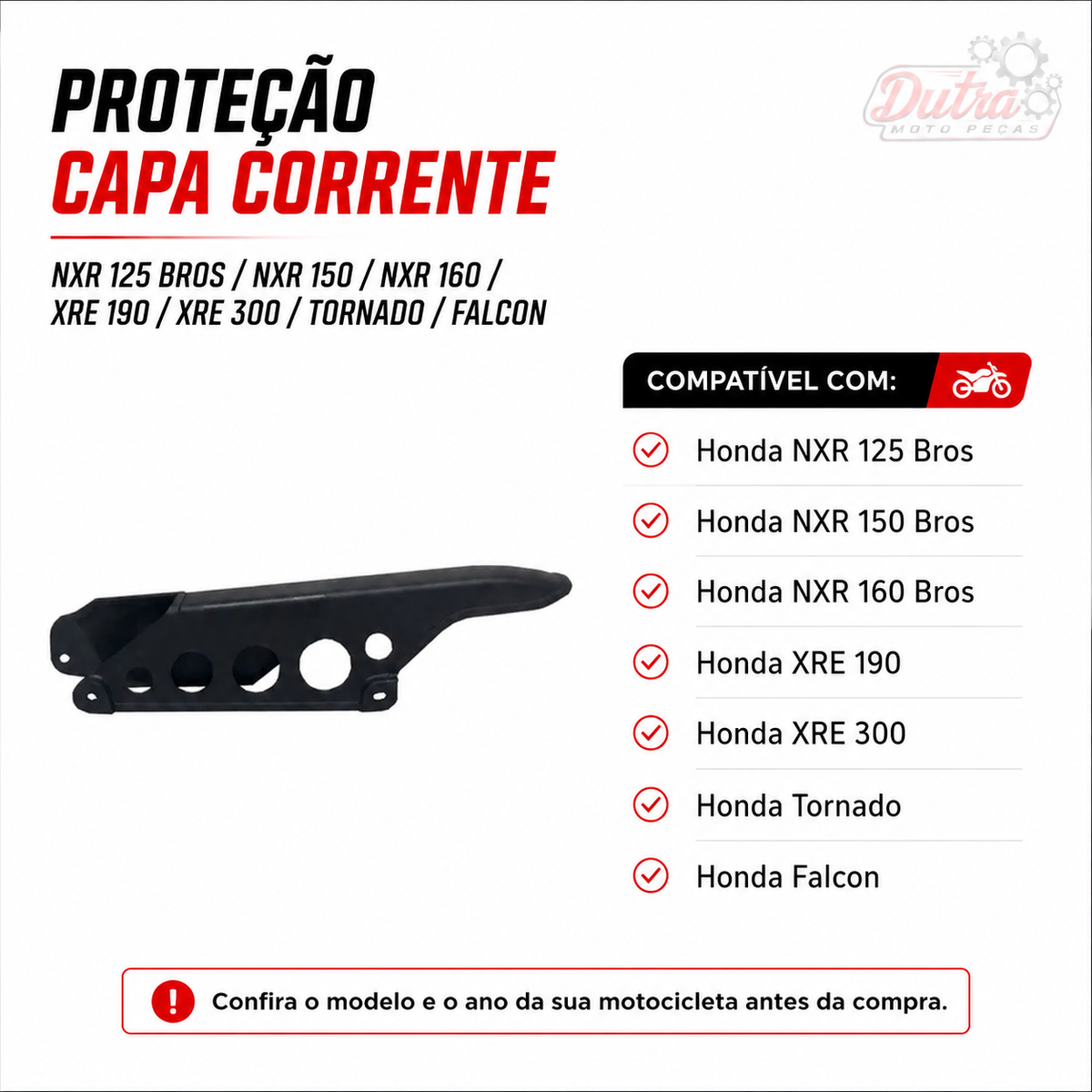 Proteção Capa Corrente Nxr 125 Bros /Nxr 150 / 160 Xre 190 300 Nx 400 Tornado Acessórios Para Motos