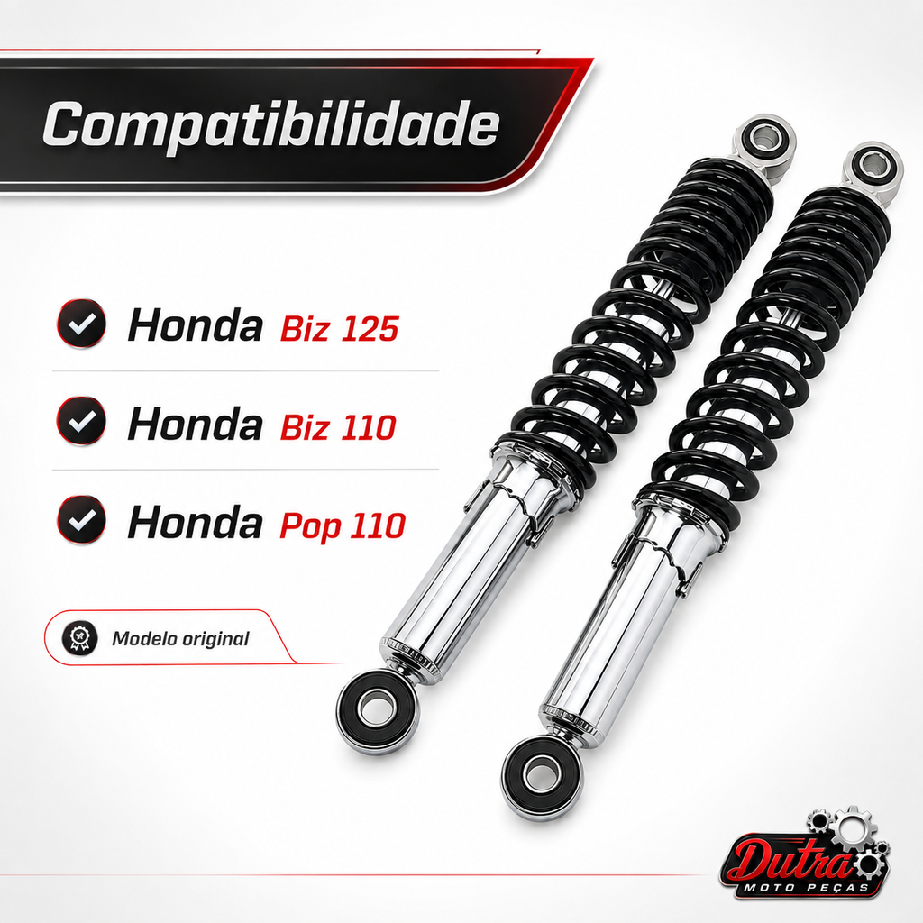 Par Amortecedor Traseiro Honda Biz 125 Biz 110i Pop 110i Padrão Modelo Original