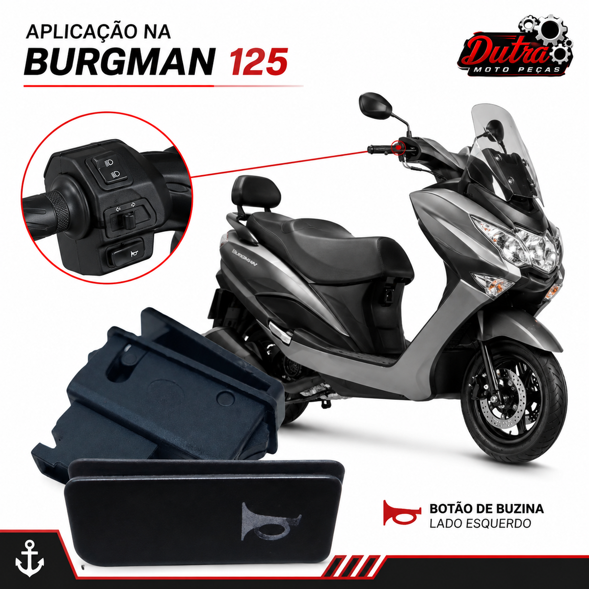 Botão Interruptor Buzina Suzuki Burgman 125 125i Comando Buzina Reposição