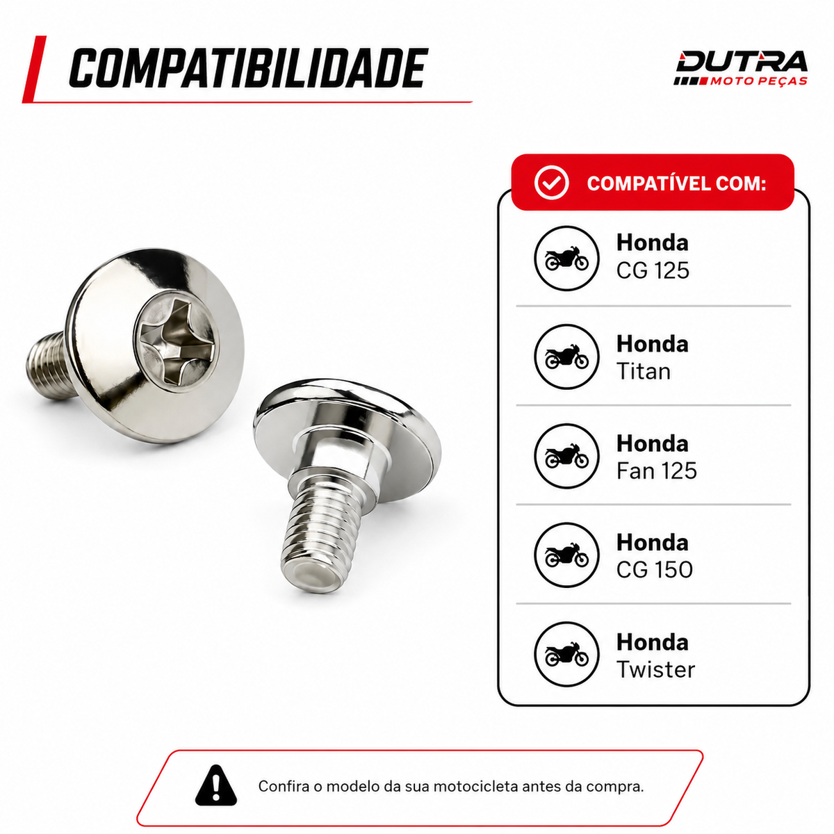 Kit 2 Parafusos Tampa Lateral Honda CG 125 Titan Fan 125 CG 150 Titan Twister