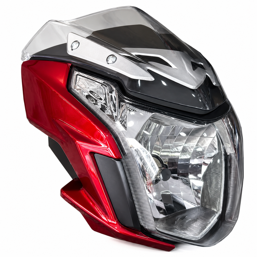 Frente Farol Haojue Dk 150 Completo Cores Vermelho Preto Azul Com Bolha