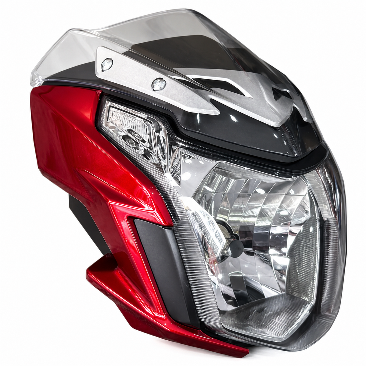 Frente Farol Haojue Dk 150 Completo Cores Vermelho Preto Azul Com Bolha
