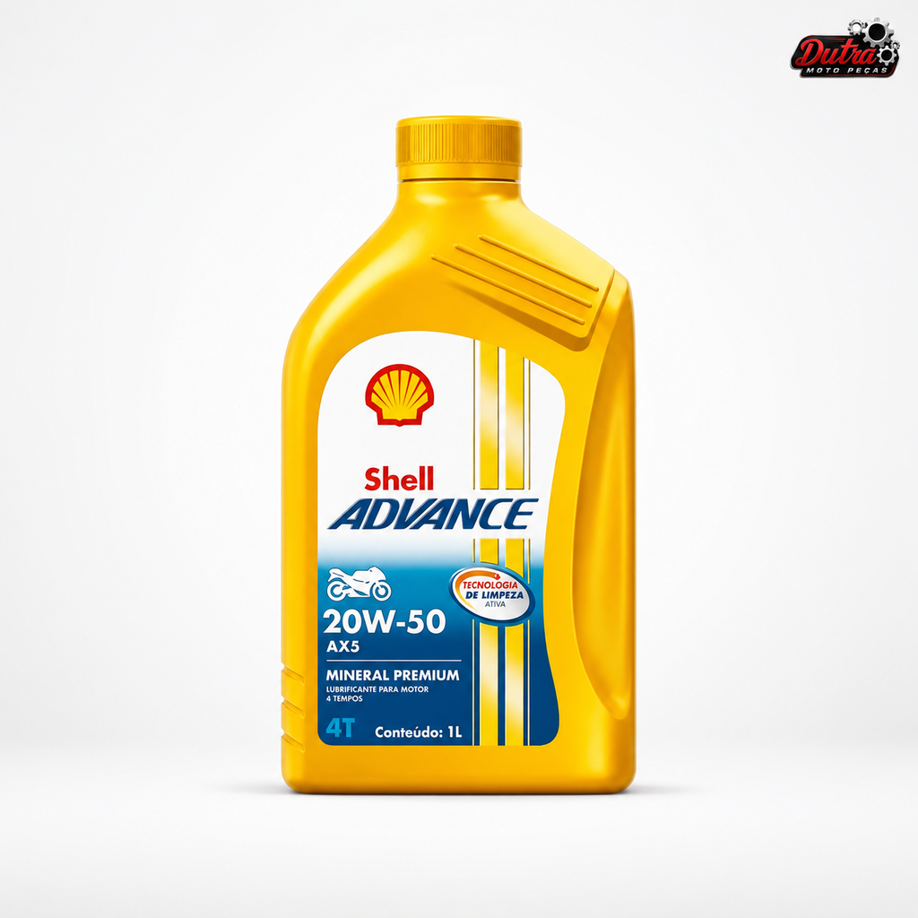 Óleo Moto Shell Advance AX5 4T 20W50 Mineral Premium 1L API SL JASO MA