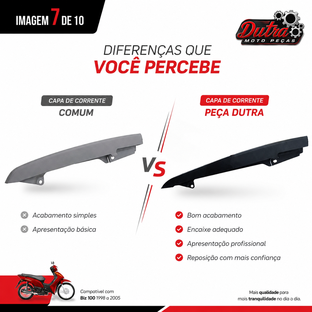 Protetor Capa Corrente Honda Biz 100 125 1998 a 2017 Porta Corrente