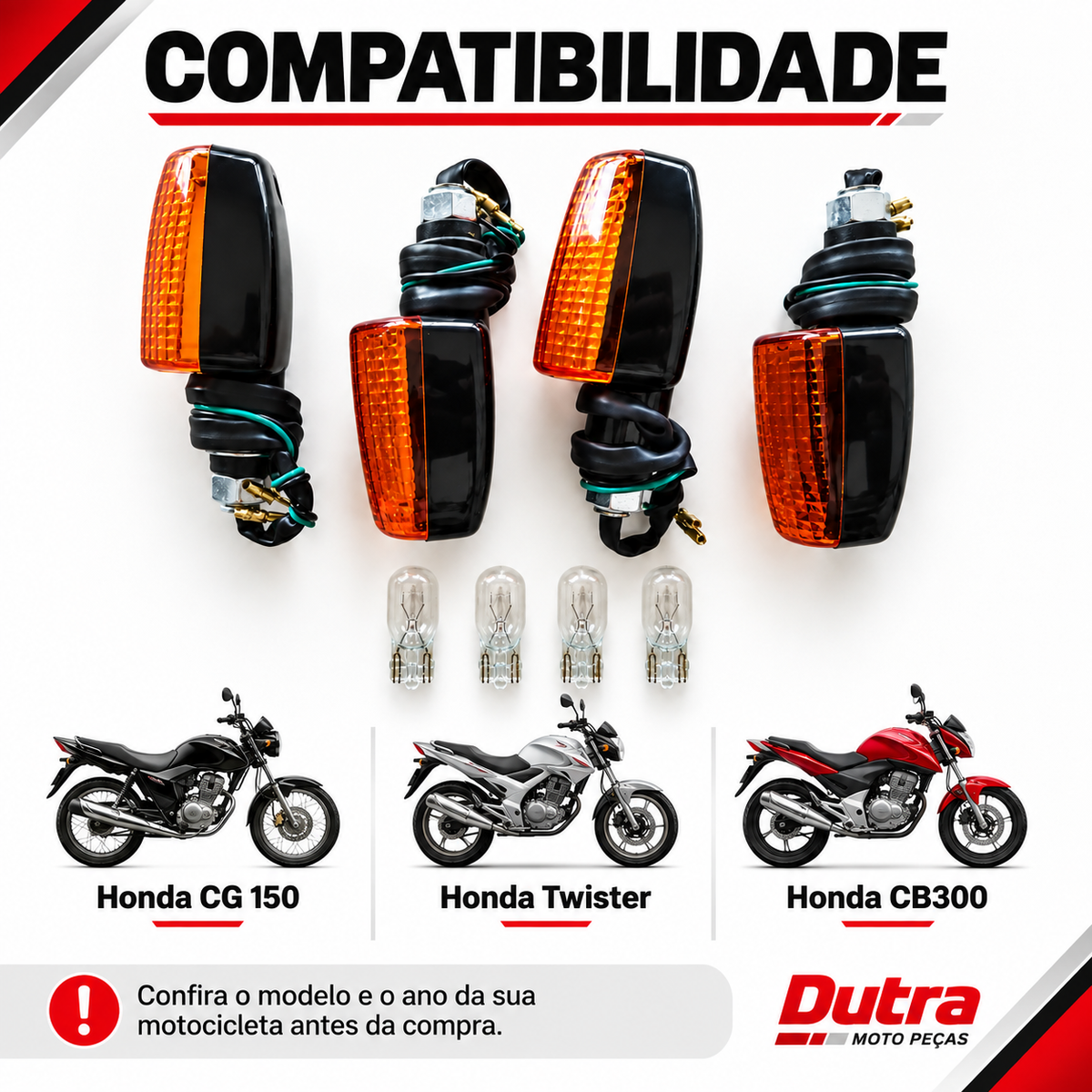 04 Piscas Seta Com Lâmpada Modelo Honda Mini Cg 150 Twister Cb300