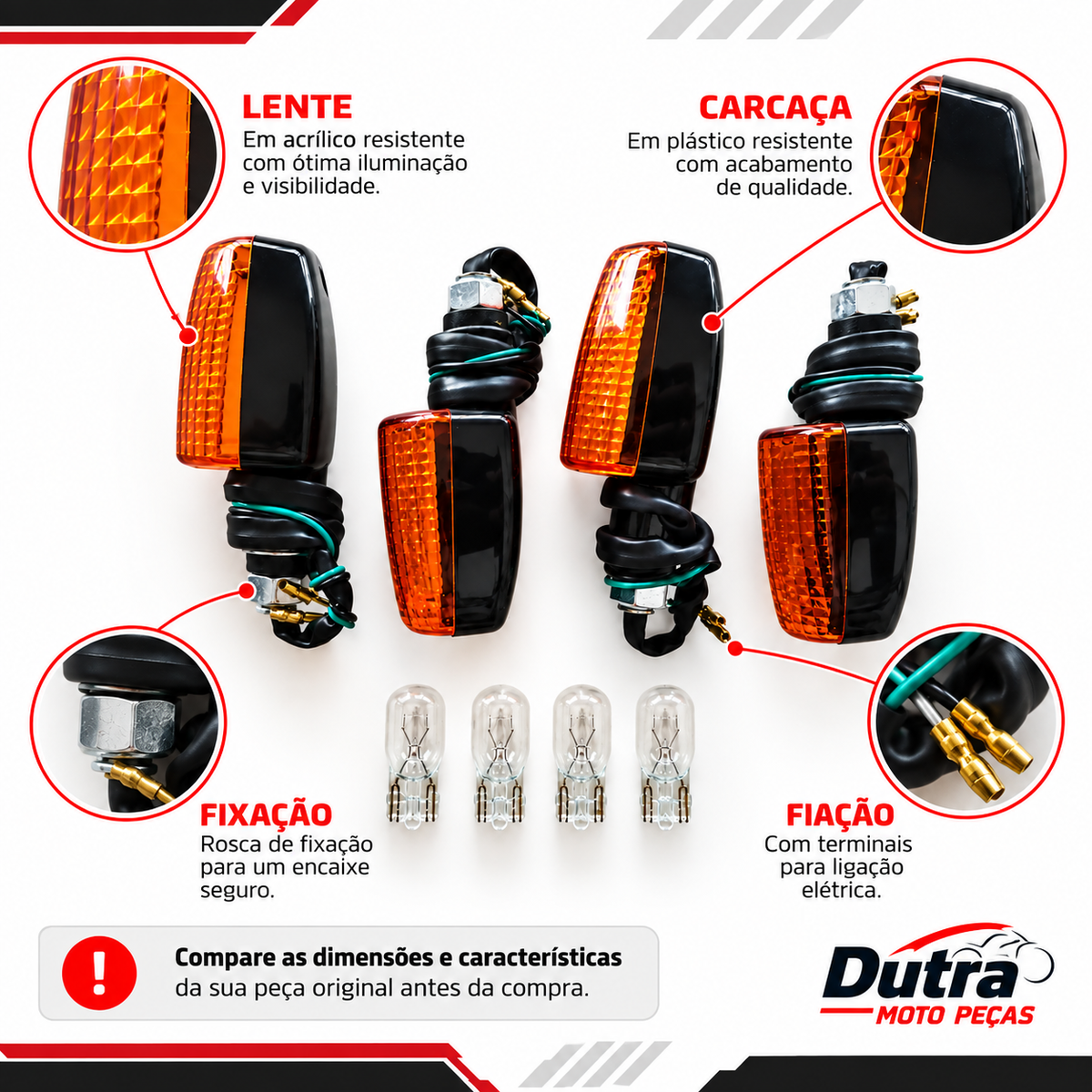 04 Piscas Seta Com Lâmpada Modelo Honda Mini Cg 150 Twister Cb300