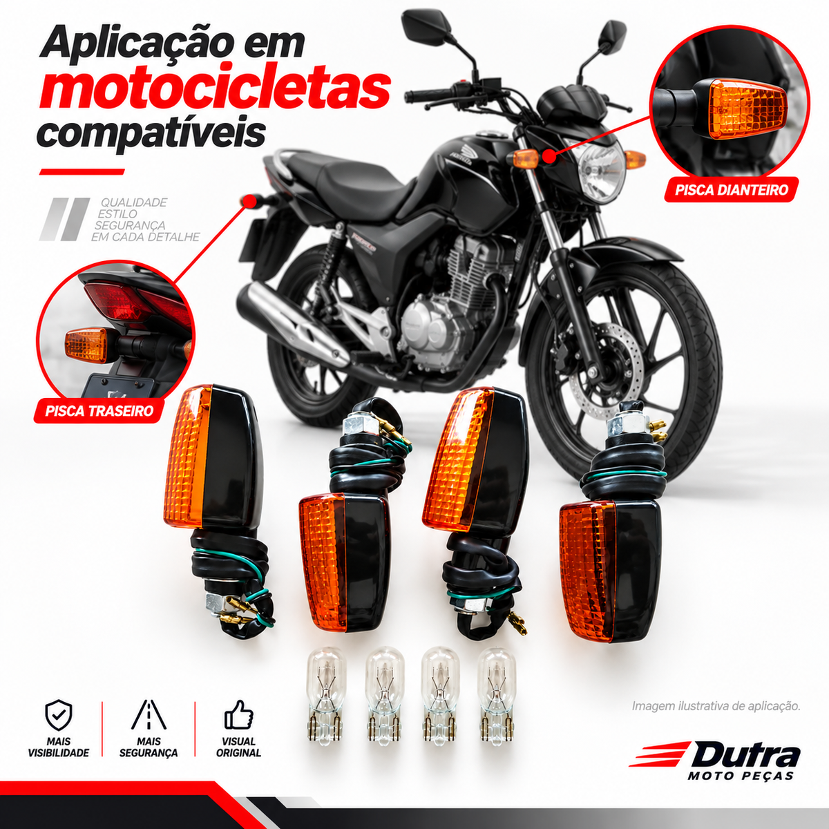 04 Piscas Seta Com Lâmpada Modelo Honda Mini Cg 150 Twister Cb300