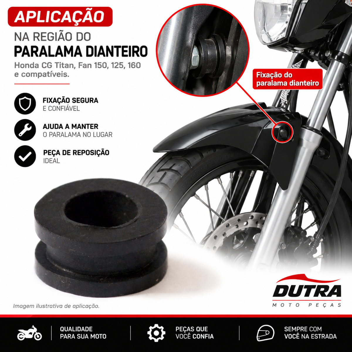 Borracha Fixação Paralama Dianteiro Cg Titan Fan150 125 160