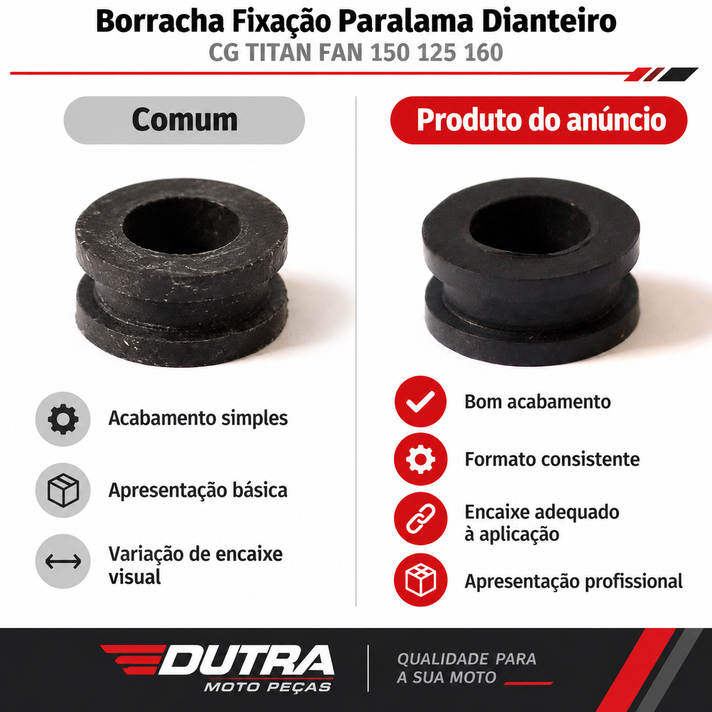 Borracha Fixação Paralama Dianteiro Cg Titan Fan150 125 160