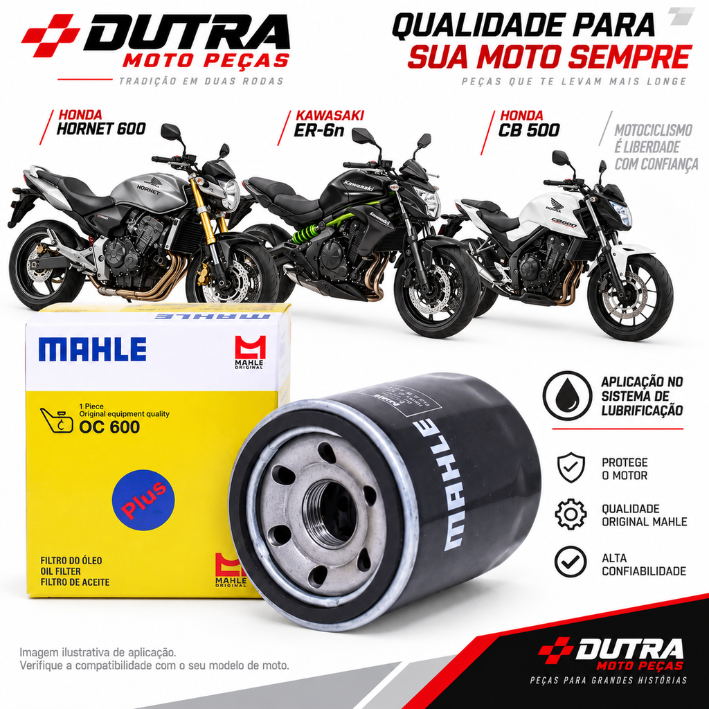 Filtro De Óleo Moto Mahle OC1019 Hornet 600/kawasaki Er6n/cb 500