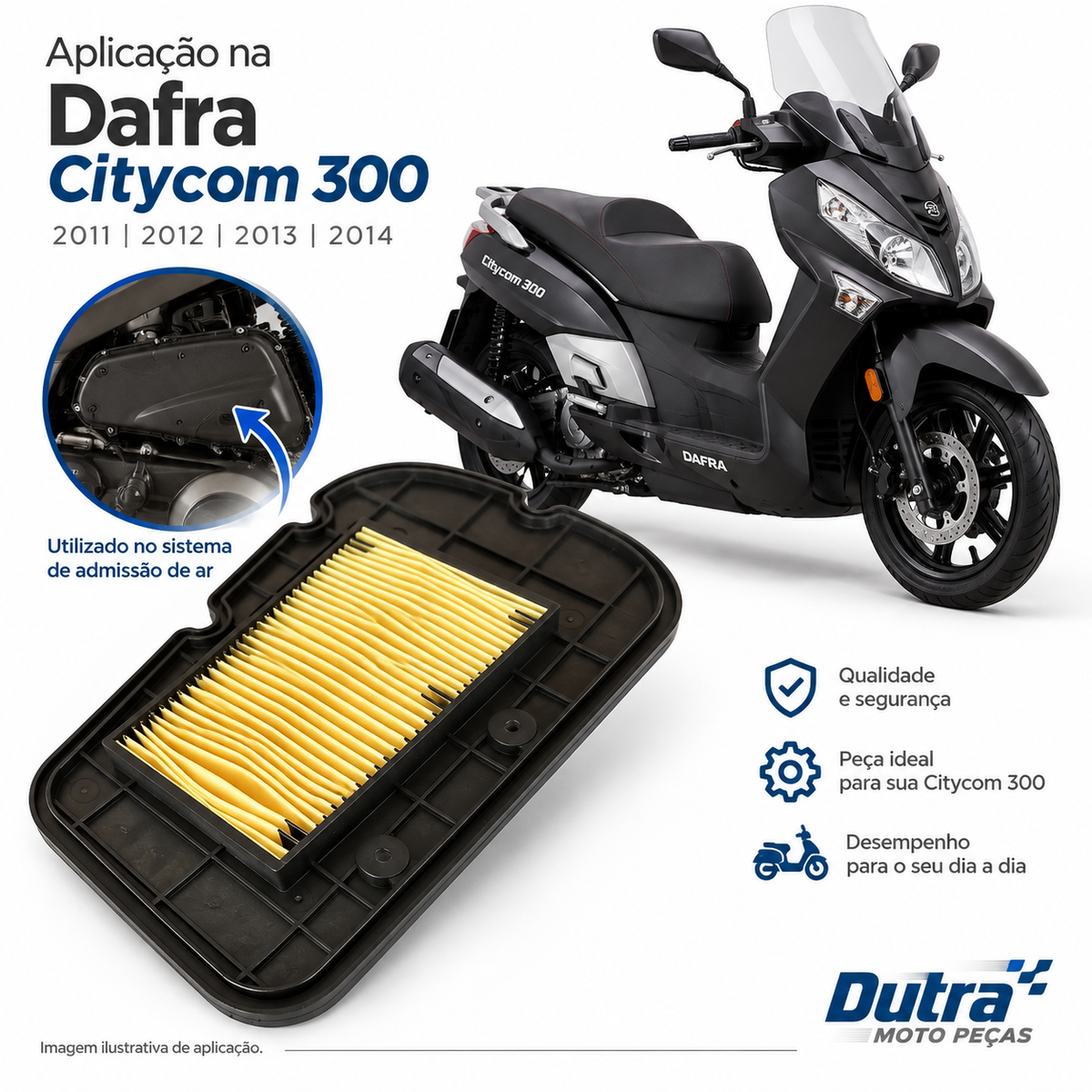 Filtro De Ar Dafra Citycom 300 2011 2012 2013 2014