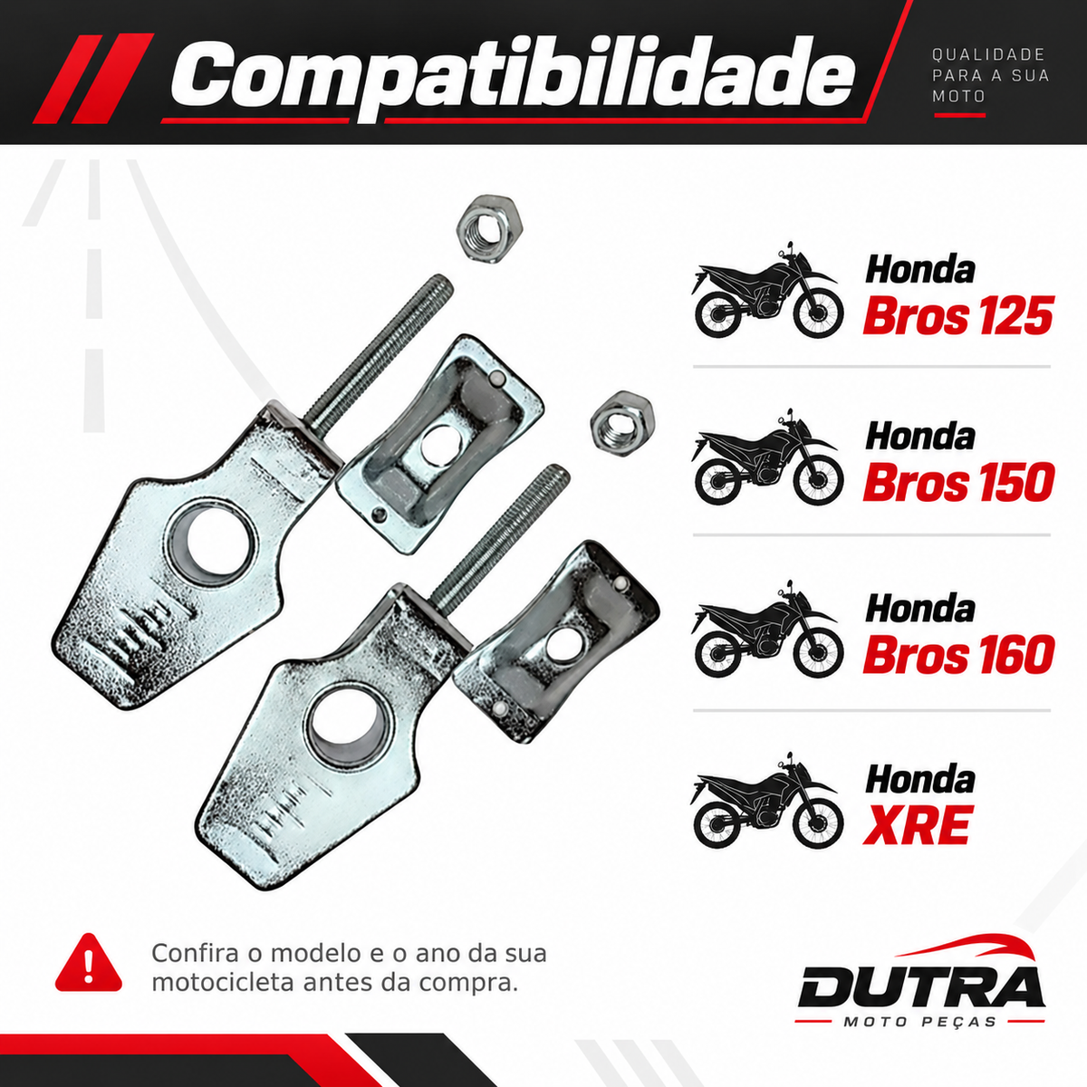 Placa Chapinha Esticador Corrente Honda Bros 125 150 160 XRE