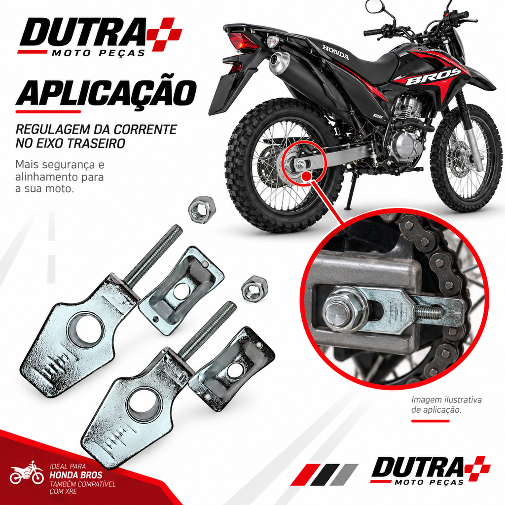 Placa Chapinha Esticador Corrente Honda Bros 125 150 160 XRE