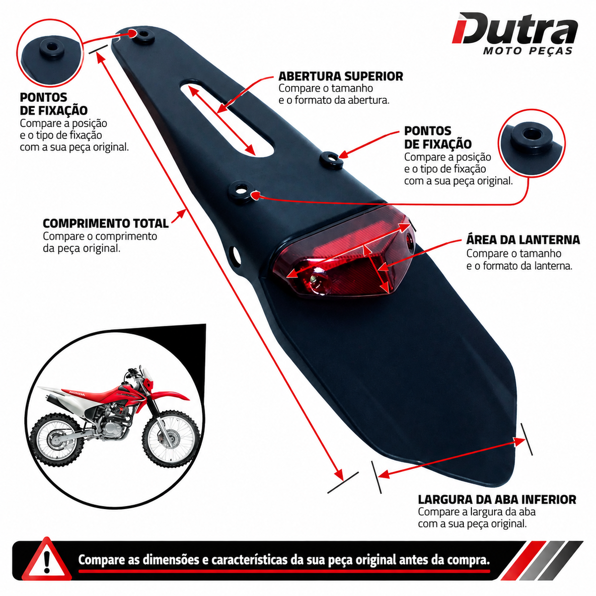 Lanterna Led Motocross Ktm 250 300 / Crf 230 250 Traseira