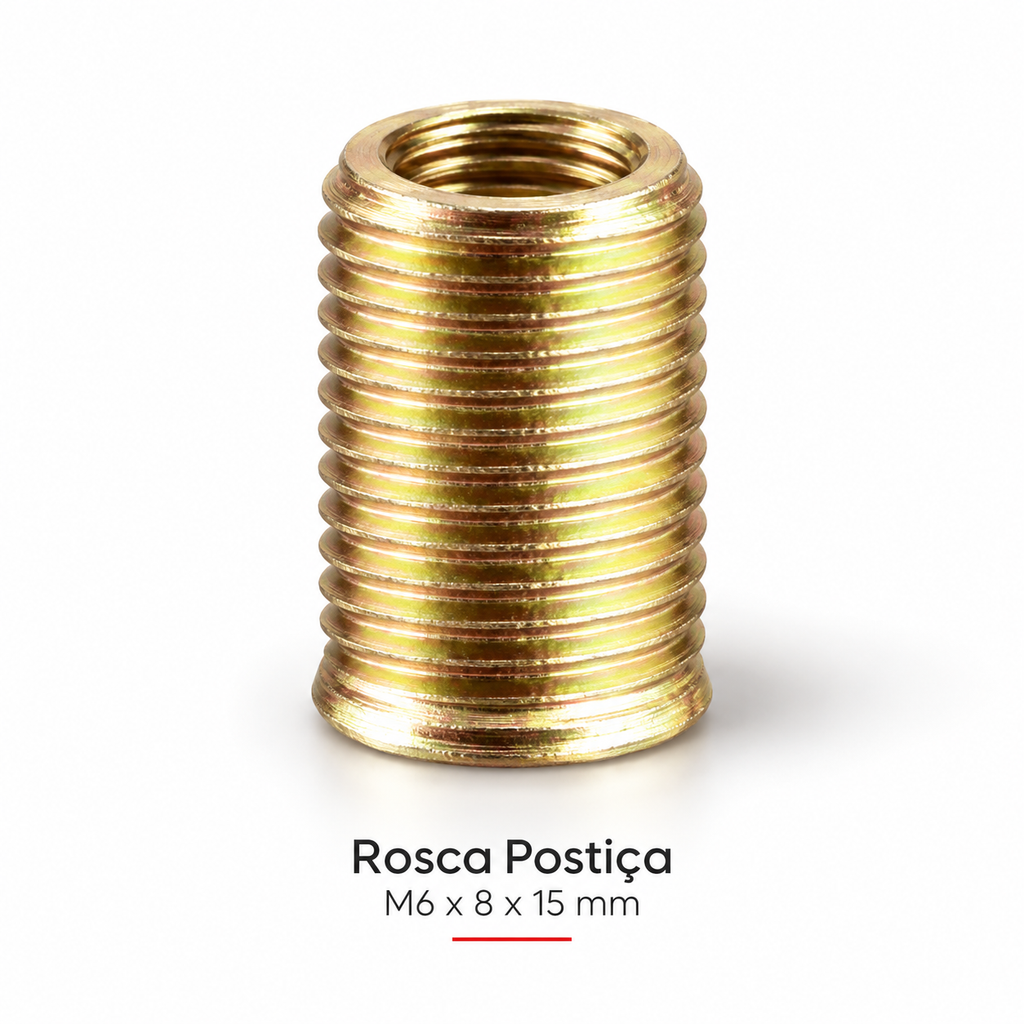 Rosca Postiça M6 X 8 X 15mm Bucha Rosqueada Tucho